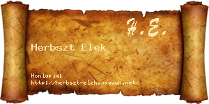 Herbszt Elek névjegykártya